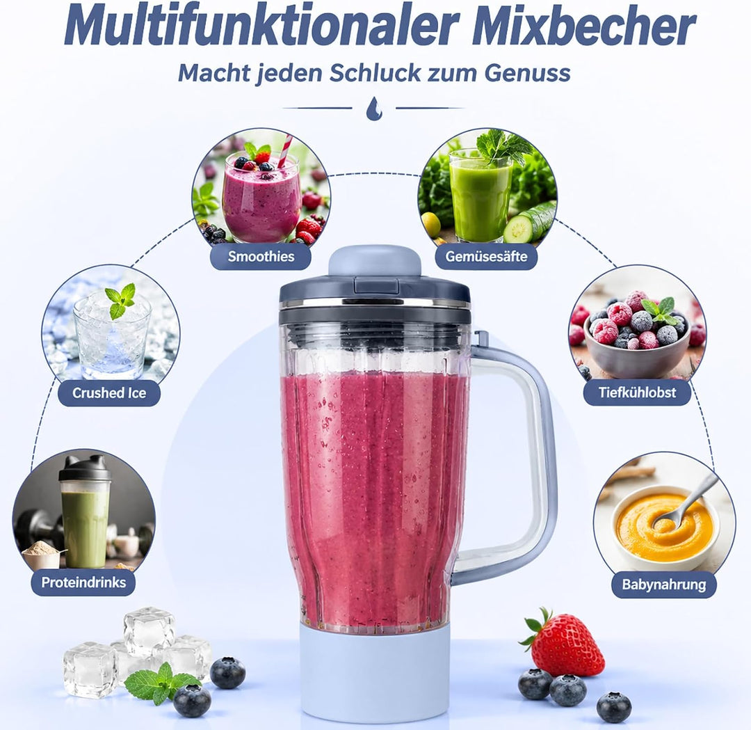 710 ml Reisebecher Ersatz für Ninja Blend Boss Becher, Blau | Mixbecher mit BPA-freier, Undicht, Bru