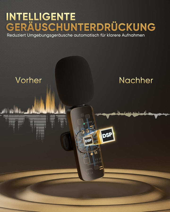 Lavalier Mikrofon Kabellos kompatibel mit iPhone/iPad/Android-Handy/Laptop, Plug-Play Wireless Anste