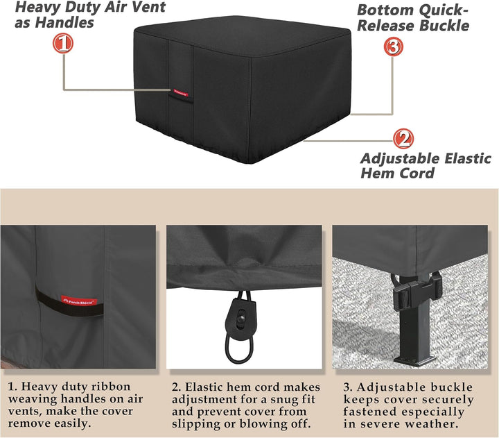 Porch Shield Fire Pit Cover - Waterproof 600D Heavy Duty Square Patio Fire Pit Table Cover Black - 2