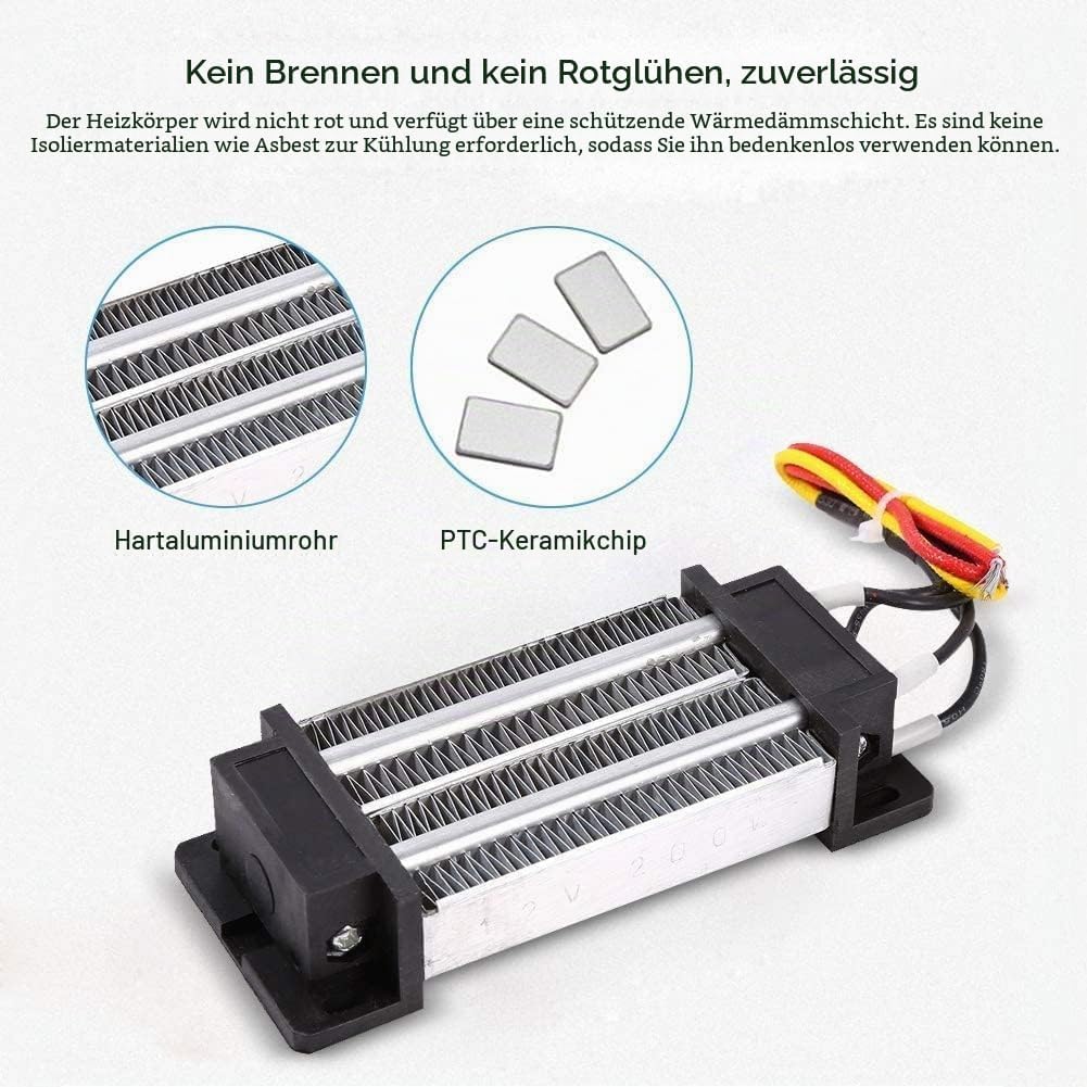 PTC-Heizelement, 200W DC 12V Isoliertes PTC-Keramik-Luftheizgerät, PTC-Heizung, Elektrisch isolierte