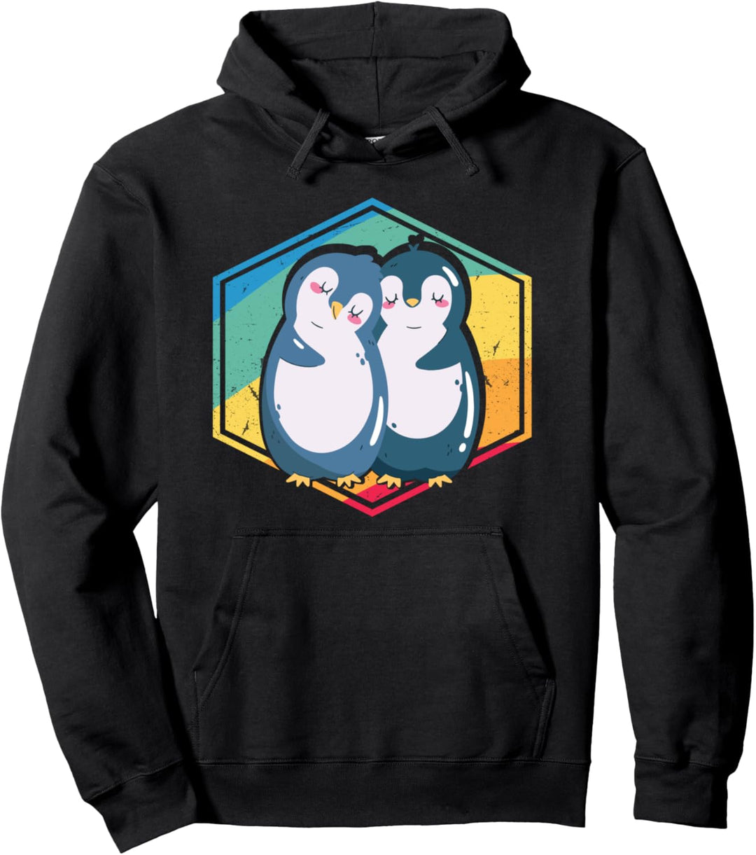 Penguin Lovers Gift Men Women Boys Girls Retro Style Penguin Pullover Hoodie