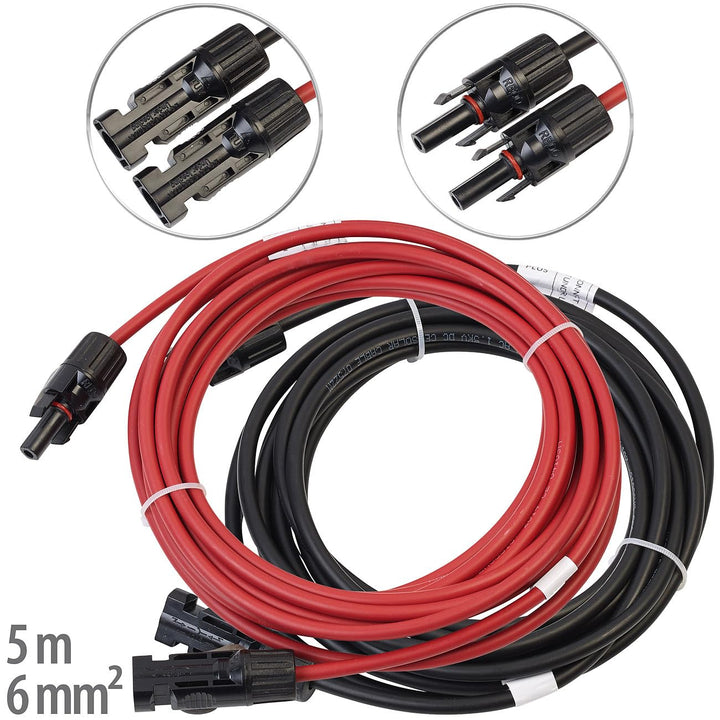 revolt PV Kabel: Solar-Verlängerungskabel, MC4-kompatibel, 2X 6 mm² (10 AWG), 5 m, IP68 (Solar Kabel