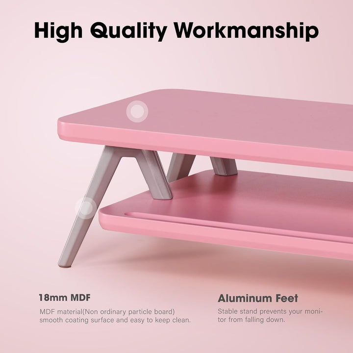 Fenge Monitorständer, Integrierte Mulde für Smartphone, Tablet, Stift, Monitor Stand aus Metall und