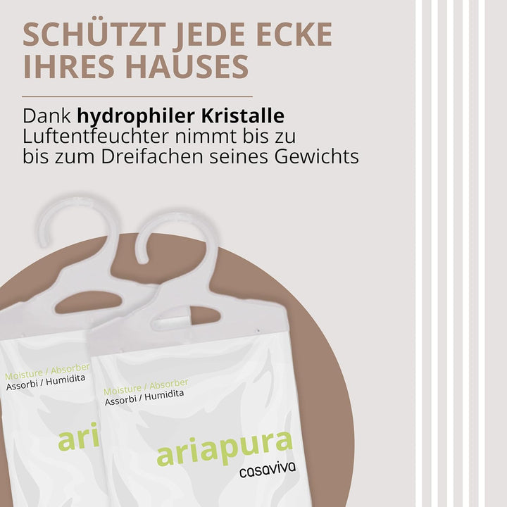 Luftentfeuchter mit Haken basierend auf hydrophilen Kristallen 6 * 500ml Ariapura Aromatherapie, Kon