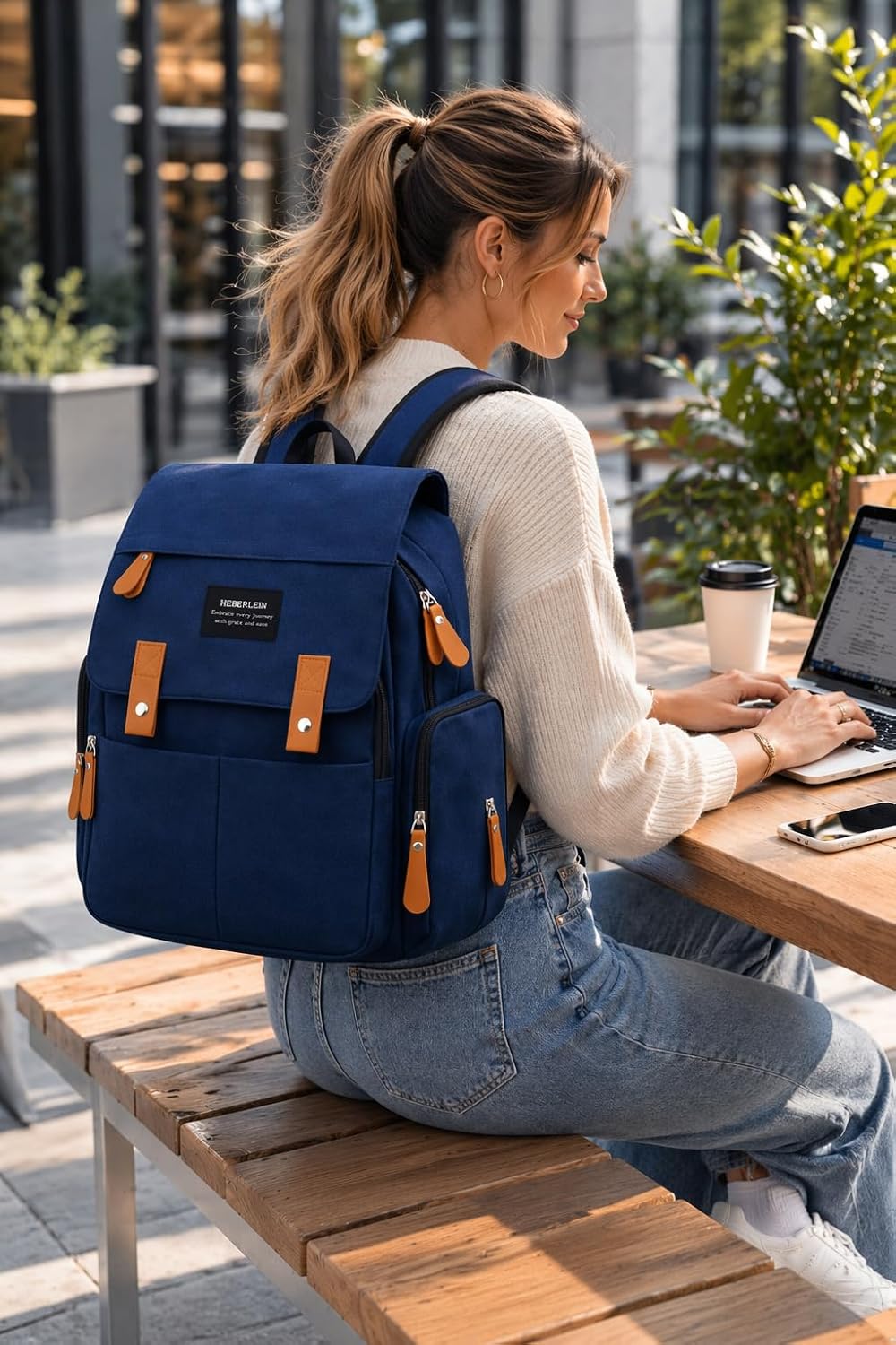Heberlein Prestige Baby Wickelrucksack - grosse Wickeltasche für Mama & Papa, wasserabweisend mit vi