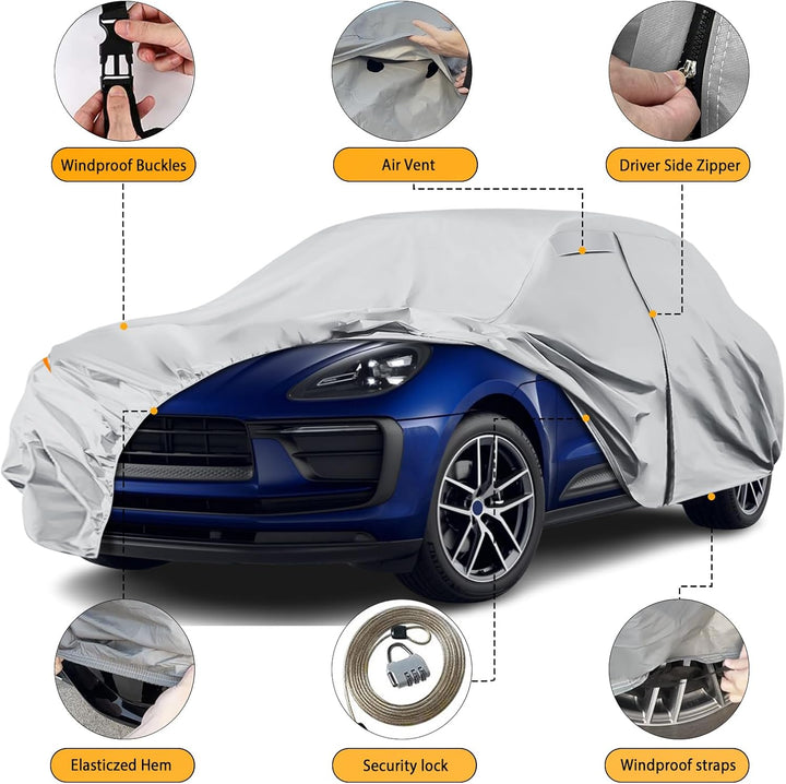 Autoabdeckung Wasserdicht für 2014–2025 Porsche Macan, Vollgarage Autoplane Auto Abdeckplane Winter