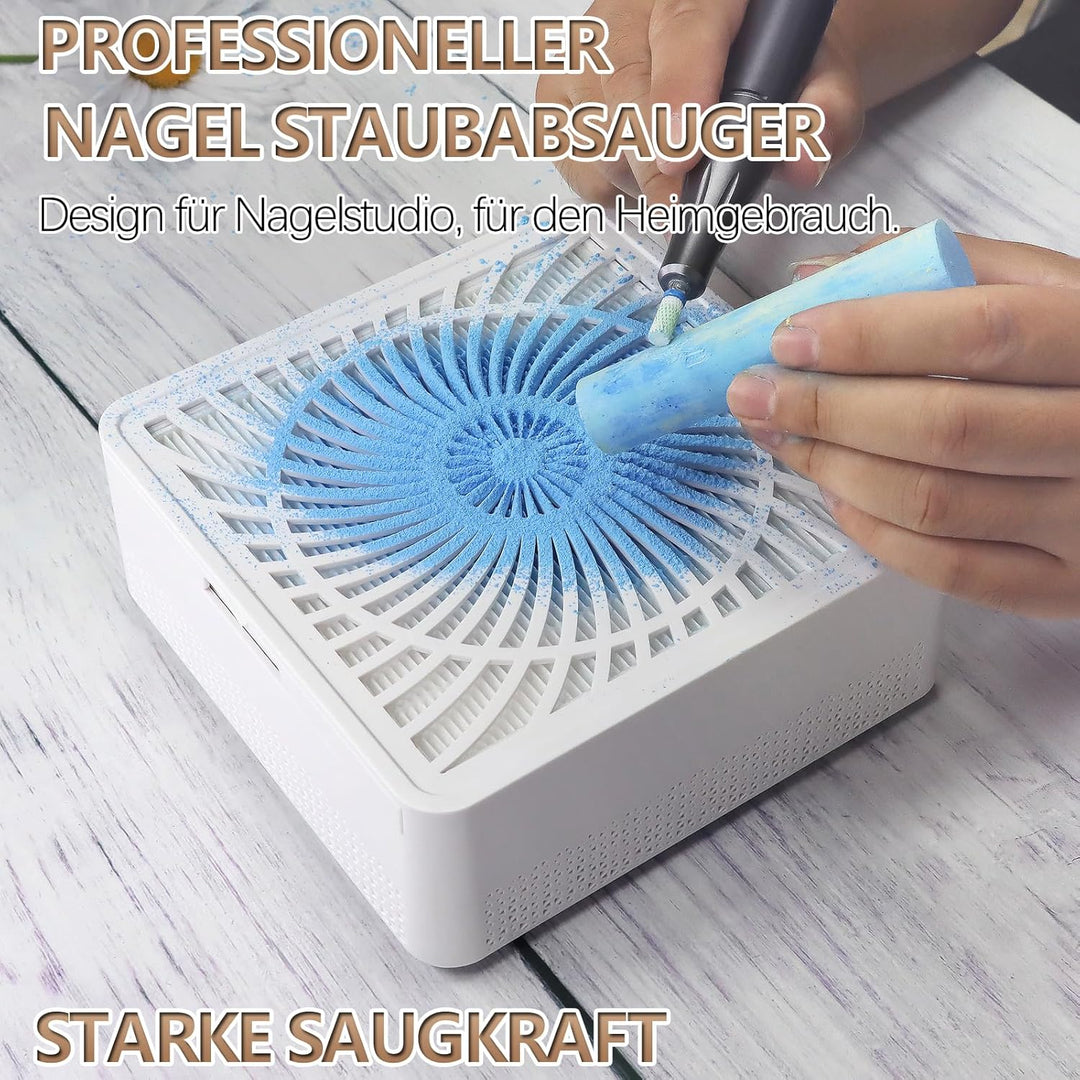 Staubabsaugung für Nägel, Wiederaufladbar Professionell Nagelstaubsauger mit Filter, Saugstarke Leis