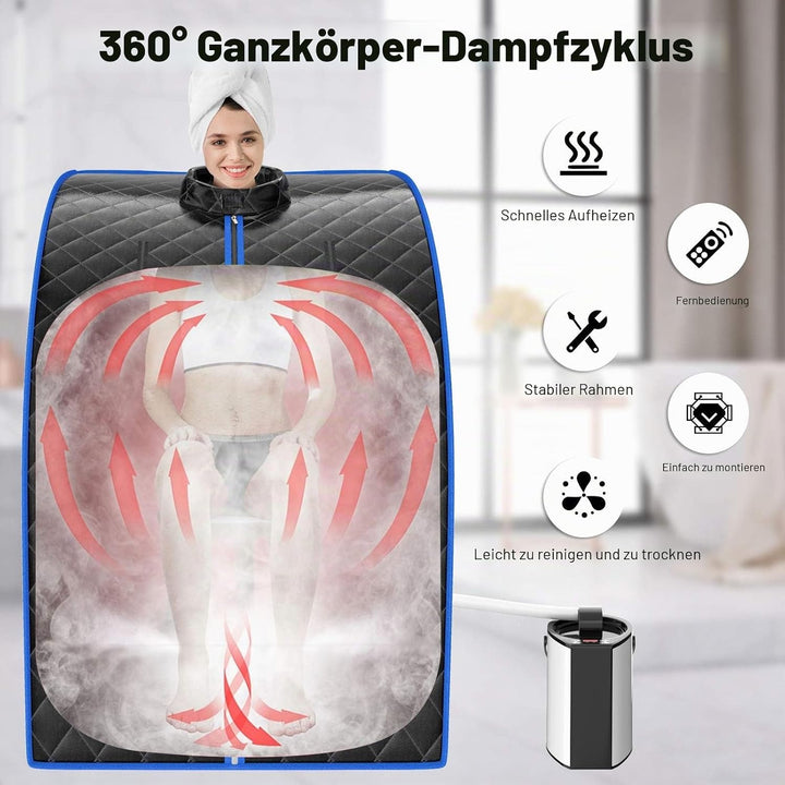 COSTWAY 3L Mini Dampfsauna mit Zerstäubungsfunktion, Heimsauna mit Fernbedienung, Wärmekabine mit ei