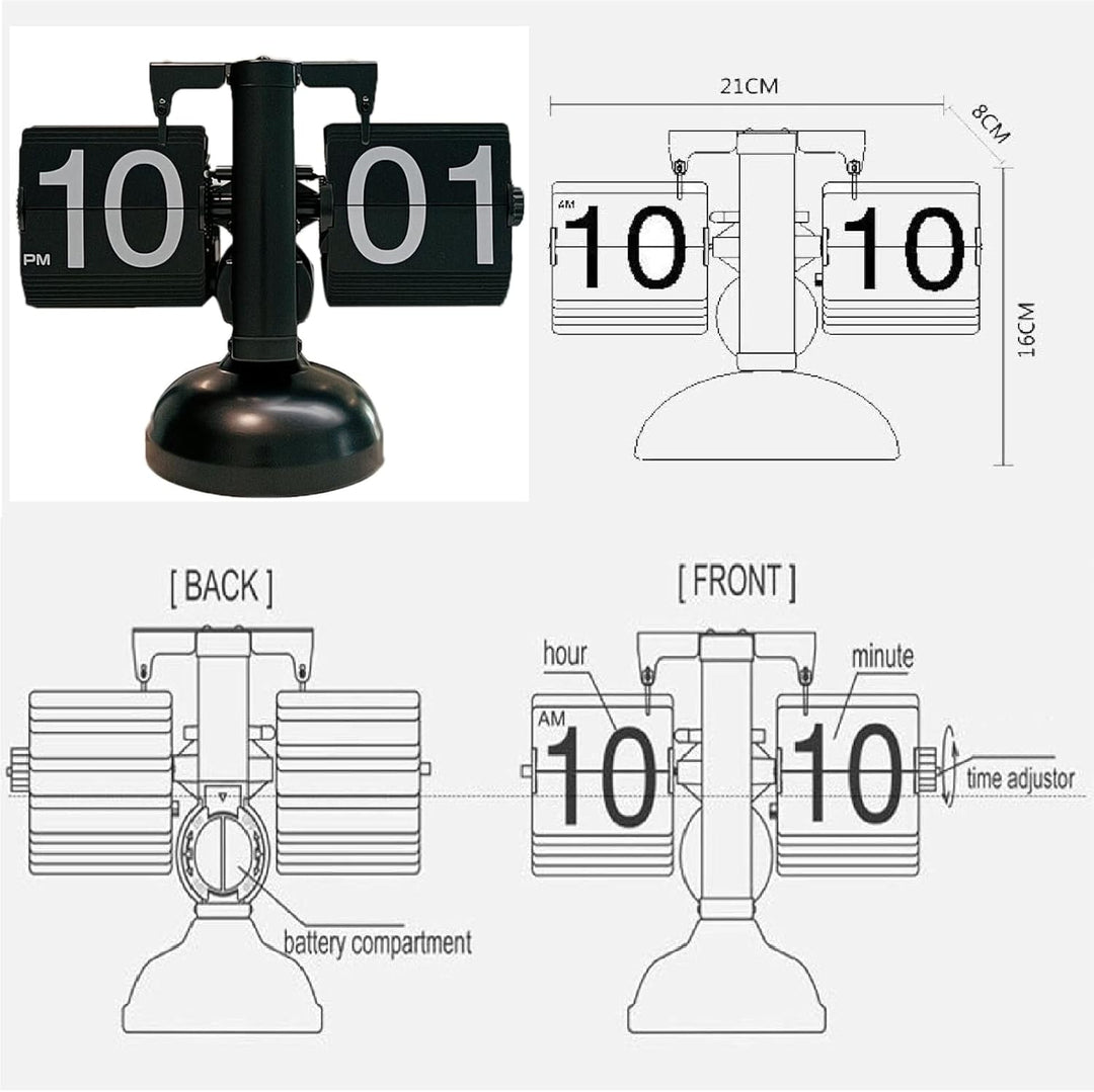 Natudeco Flip Clock Retro Flip Uhr Klappzahlenuhr Digitale Mechanische Tisch klappuhr Flip-Down-Uhr
