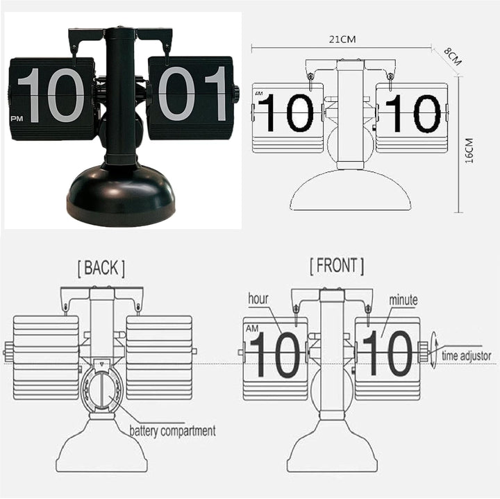 Natudeco Flip Clock Retro Flip Uhr Klappzahlenuhr Digitale Mechanische Tisch klappuhr Flip-Down-Uhr