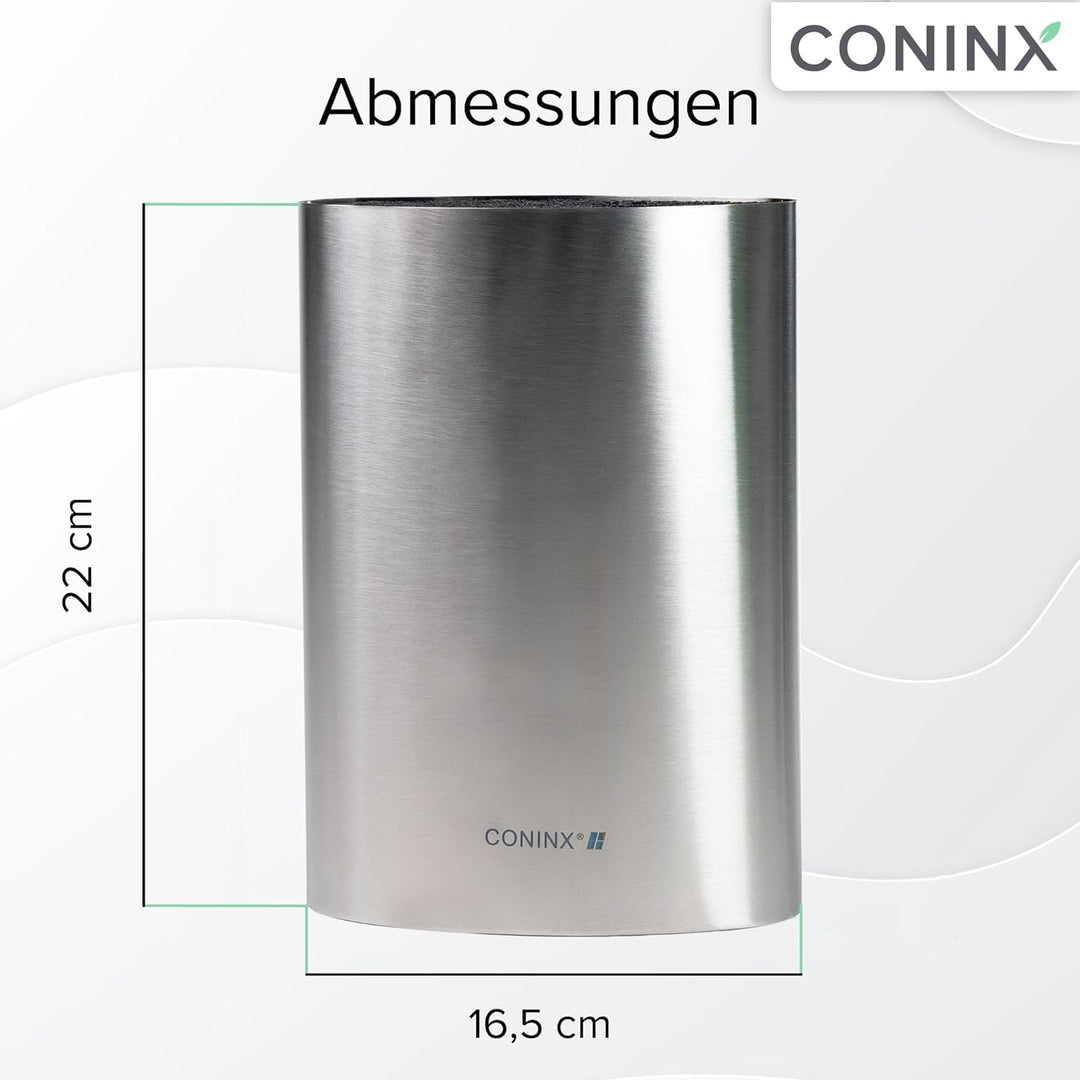 Coninx Messerblock ohne Messer - Messerblock mit Borsteneinsatz - Knife Block in Silber - Universal