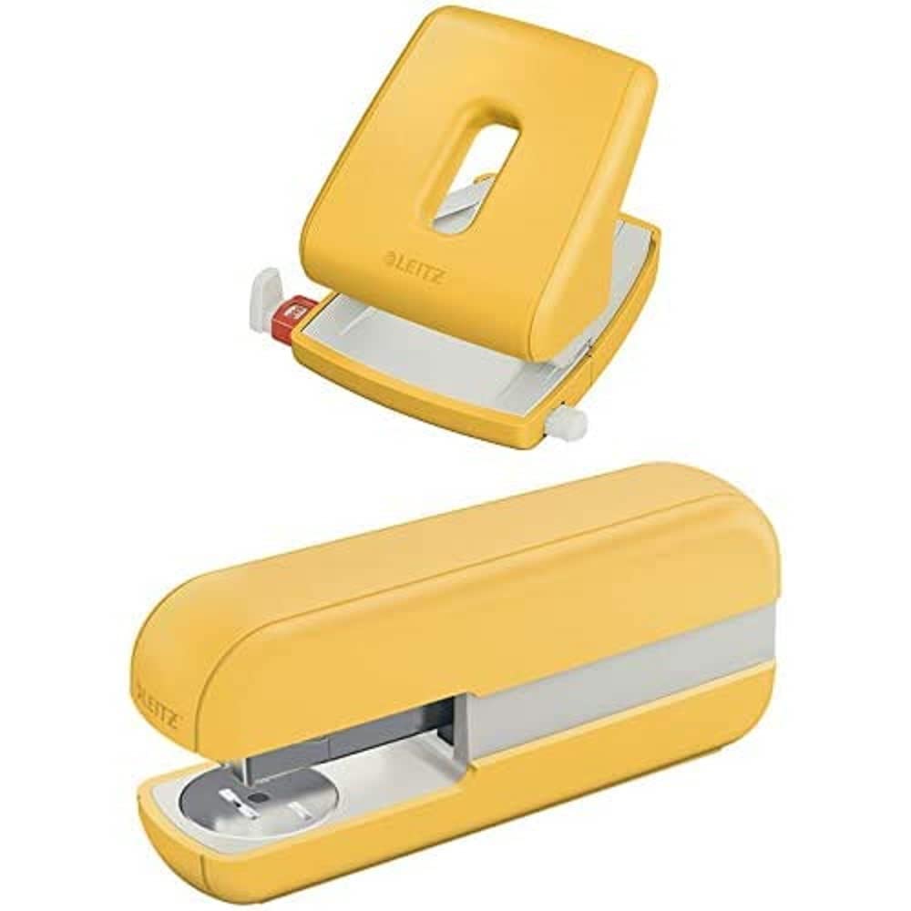 Leitz Heftgerät und Locher Set, für bis zu 30 Blatt, ideal fürs Home Office, Warmes Gelb, Cosy-Serie