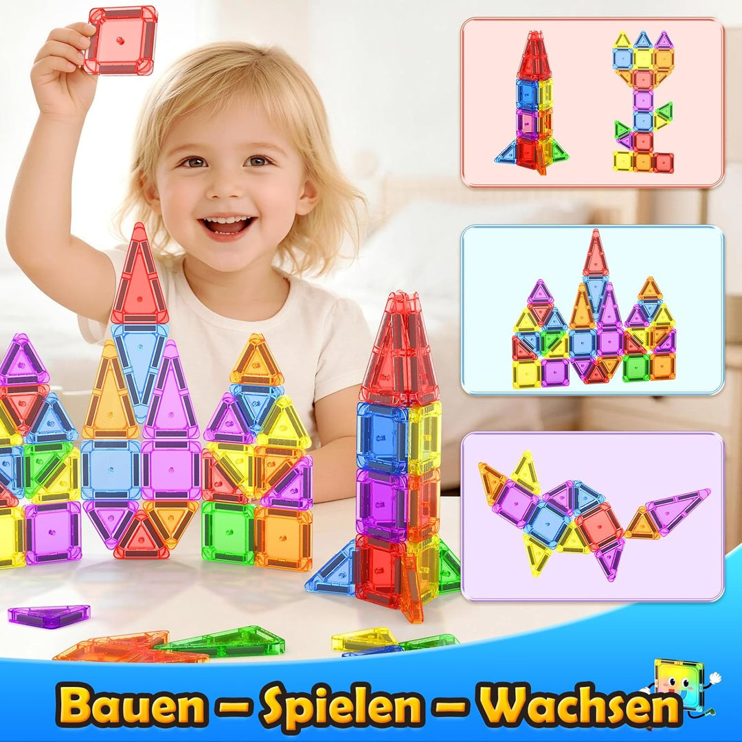 Magnetische Bausteine für Kleinkinder, Magnetblöcke, STEM-Bauspielzeug für Kinder von 3 bis 8 Jahren