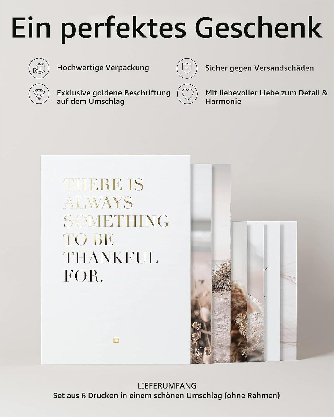 Heimlich® Premium Poster Set OHNE Bilderrahmen | 2 x DIN A3 &amp; 4 x DIN A4 - ca. 30x42 &amp; 21x30 | Stilv