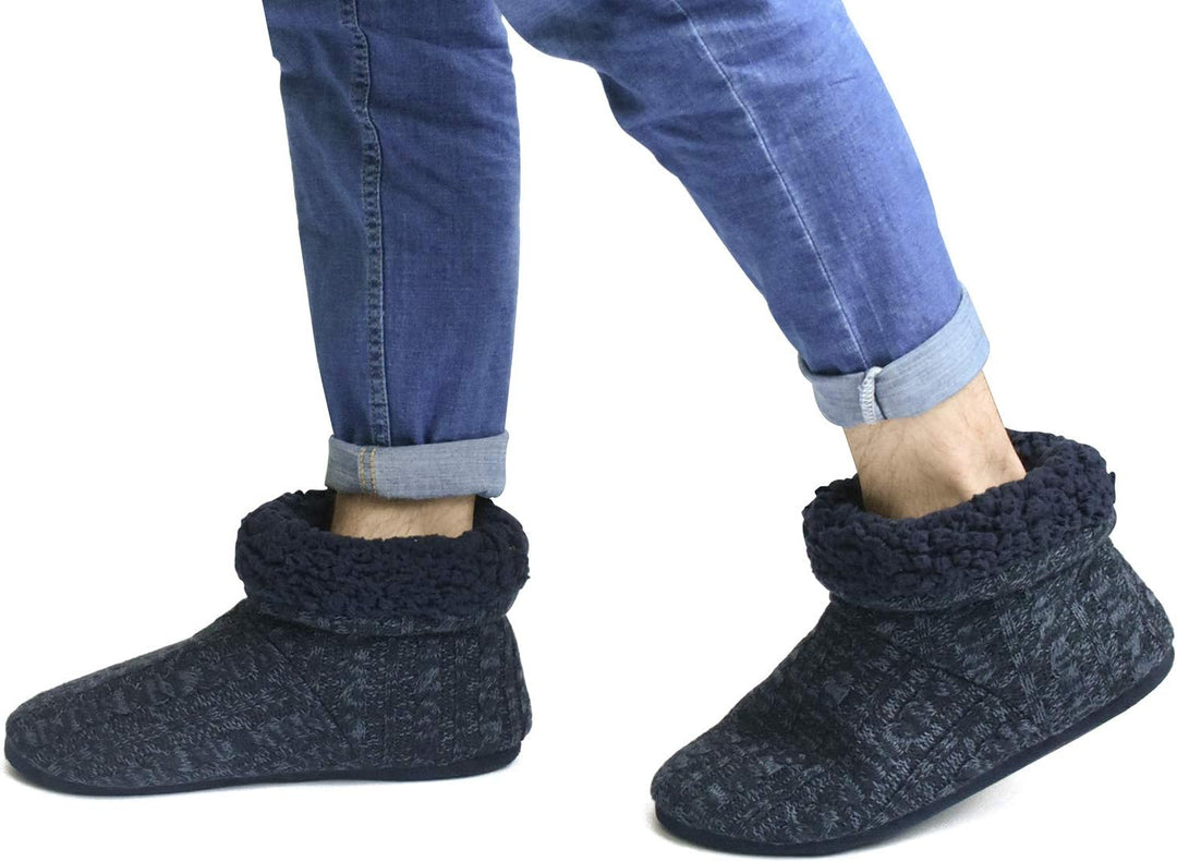COFACE Herren Hüttenschuhe Lammfell Winter Hausschuhe Warme Plüsch Gefütterte Hausstiefel Männer Hau