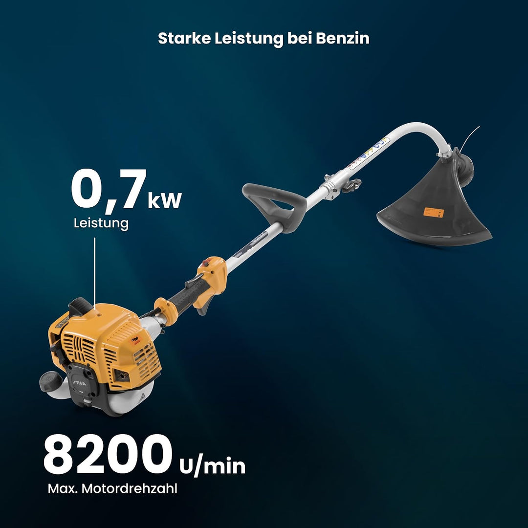 STIGA Benzin Motorsense GT 330 A (700 W), Schnittbreite 38cm, Doppelfaden-Trimmerkopf mit Tap&Go-Tec
