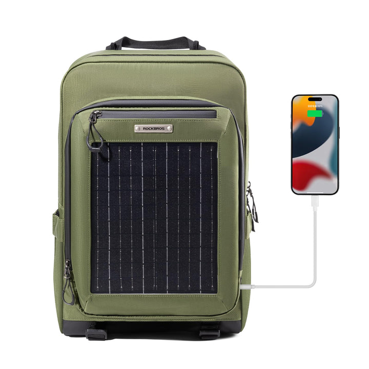 ROCKBROS Solarrucksack Solar Rucksack 20L mit Flexiblem Abnehmbarem 10V 14W Solarpanel Solarpanelruc