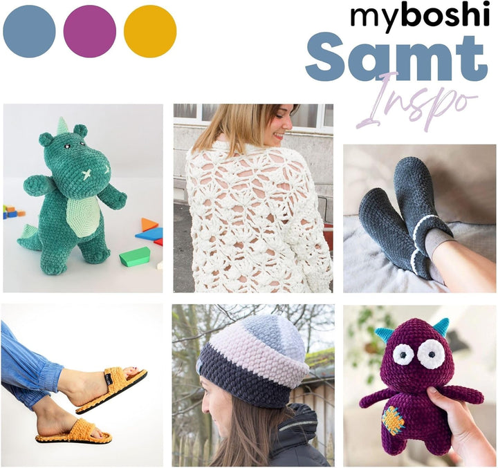 myboshi Samt Wolle zum Häkeln und Stricken, weiche Chenille Wolle im XXL-Knäuel, perfekt für Amiguru