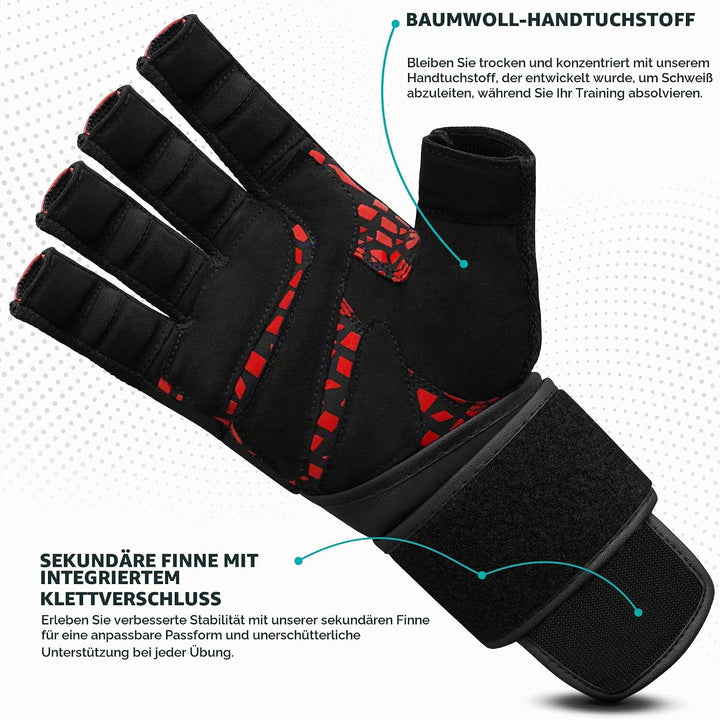 RDX Fitness Handschuhe Maya Hide leder, 50cm Lang Handgelenkschutz, Krafttraining Gewichtheben Train