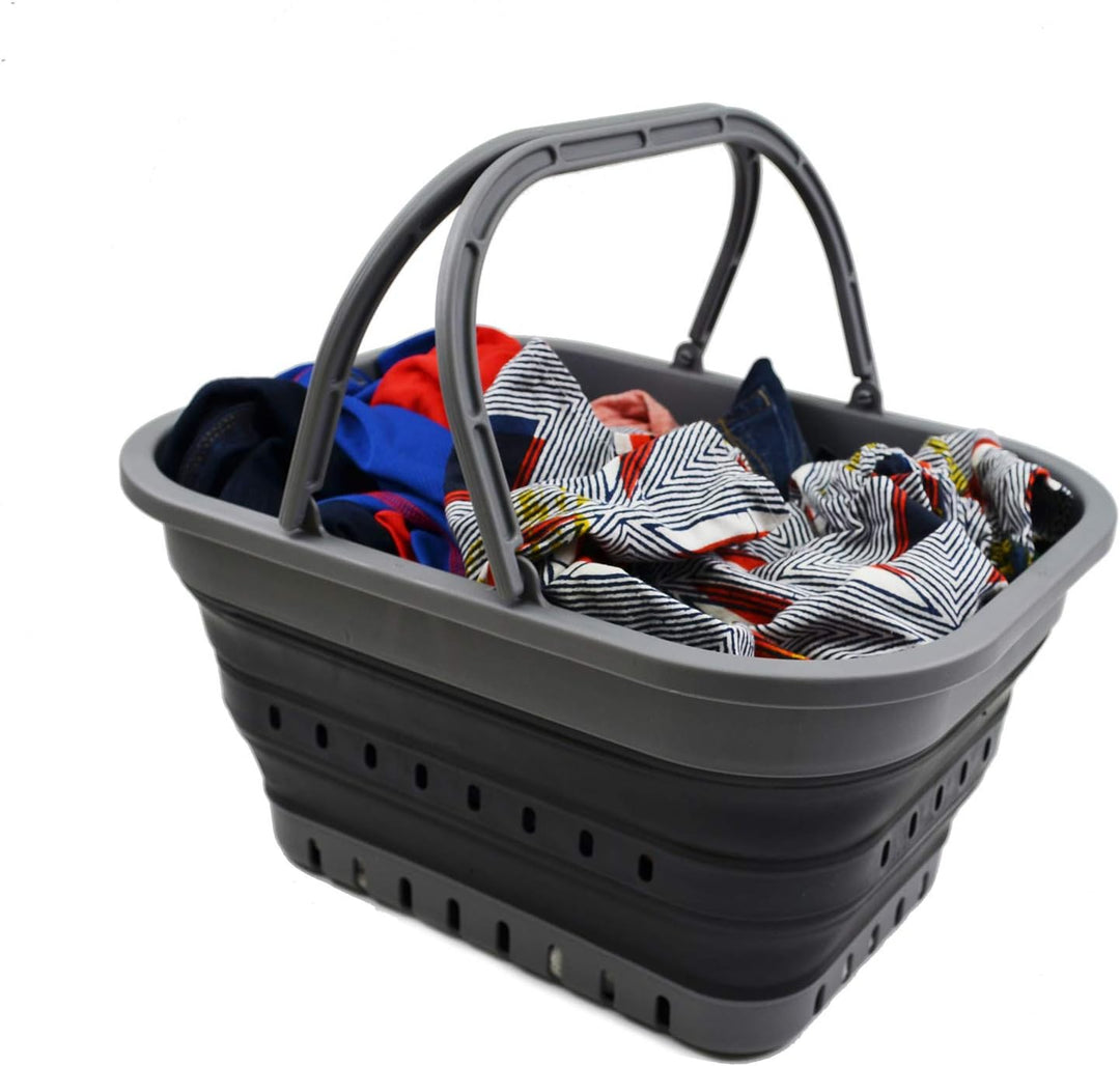 SAMMART 19L Collapsible Tub with Handle - Portable Outdoor Picnic Basket/Crater - Foldable Shopping