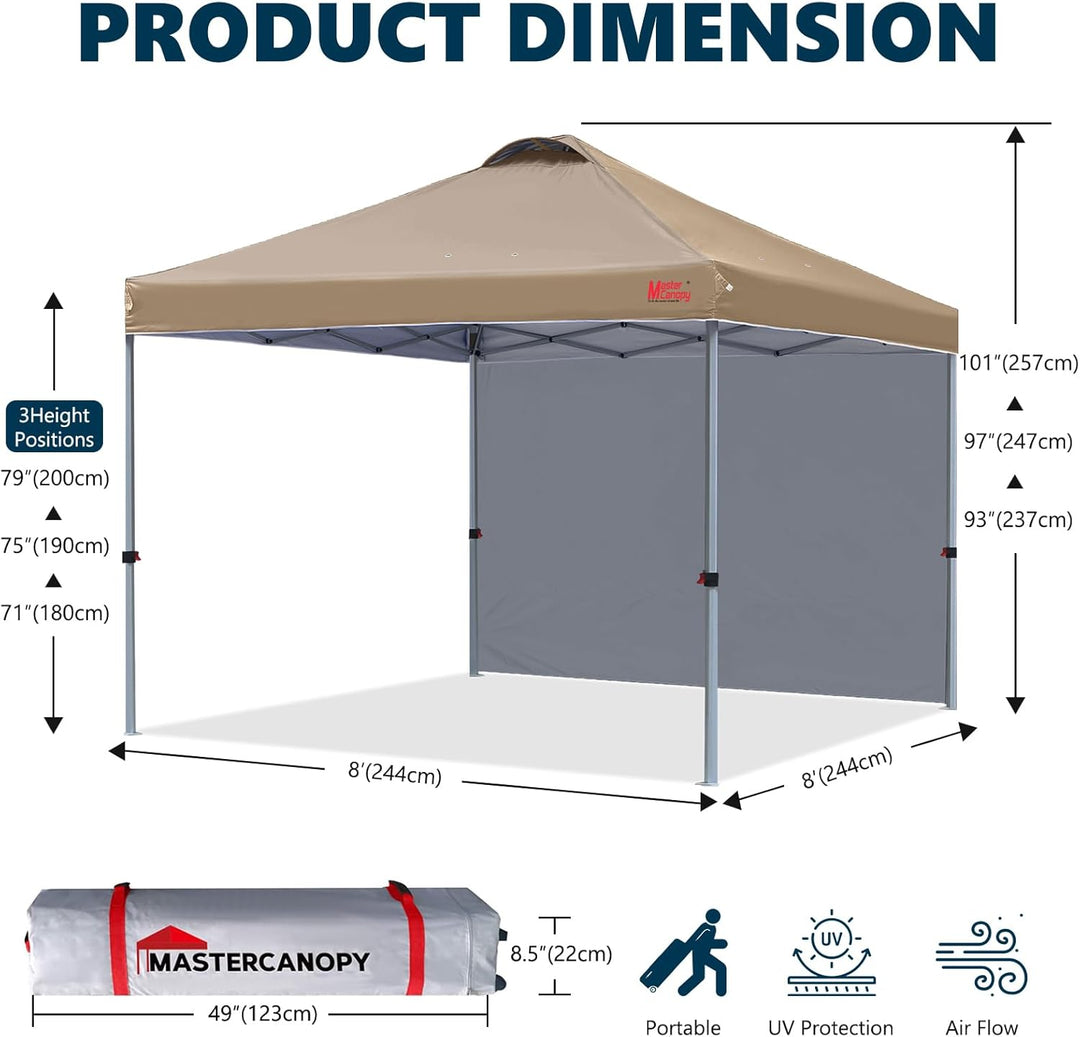 MASTERCANOPY 2,5 x 2,5 m Pop up Pavillon Faltpavillon Festzelt Partyzelt mit 1 Seitenwand/Seitenteil