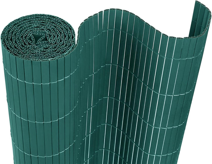 PVC Sichtschutzmatte Sichtschutzzaun 80x300CM, Grün, Outdoor Sichtschutz mit verstärkten Lamellen, Z