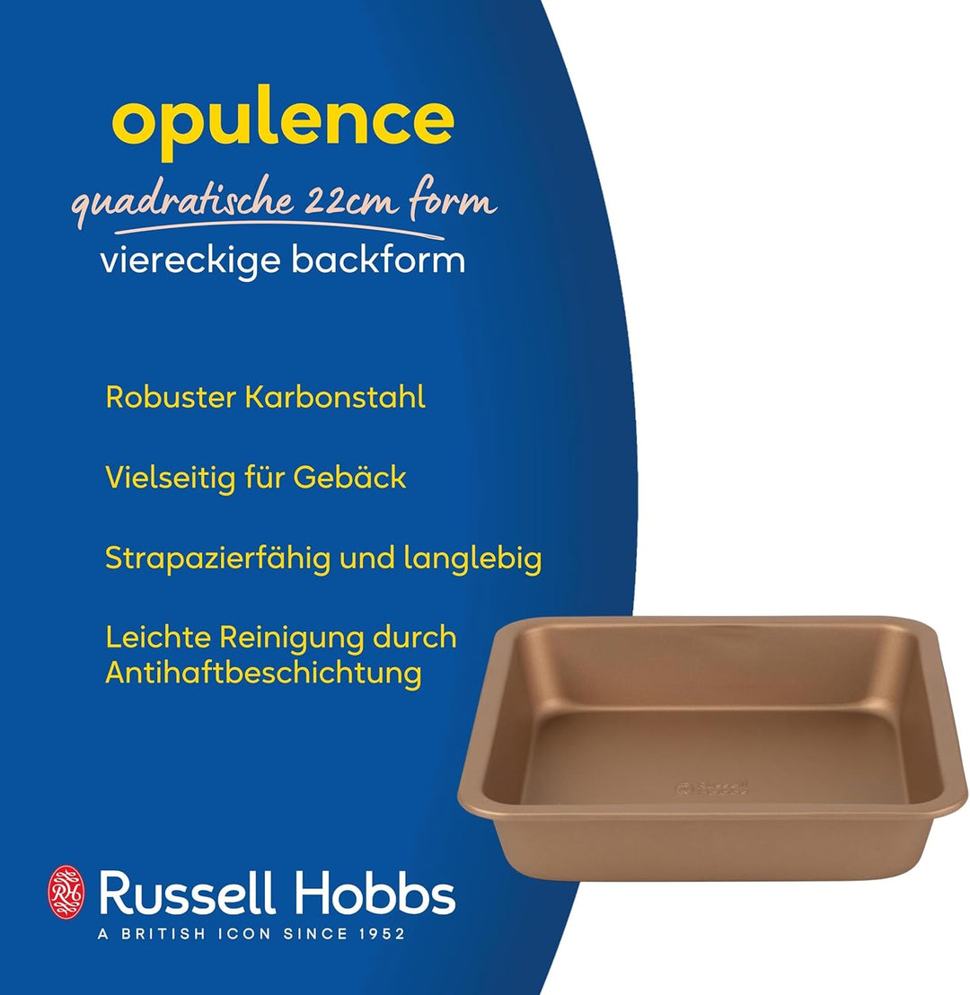Russell Hobbs RH02148GEU7 Opulence 22cm viereckige Backform, quadratische Tortenform, Backblech, Koh
