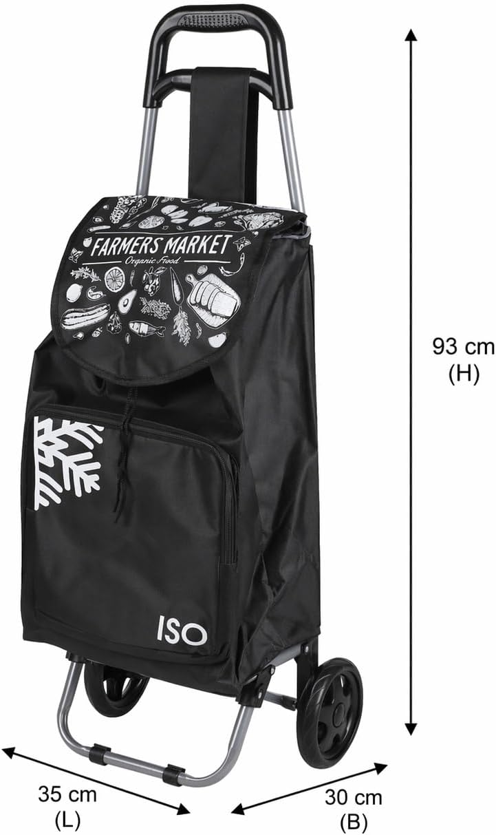 ELEPSO Einkaufstrolley mit Kühlfach 35L schwarz – Einkaufswagen leicht & stabil – Shopping Trolley f