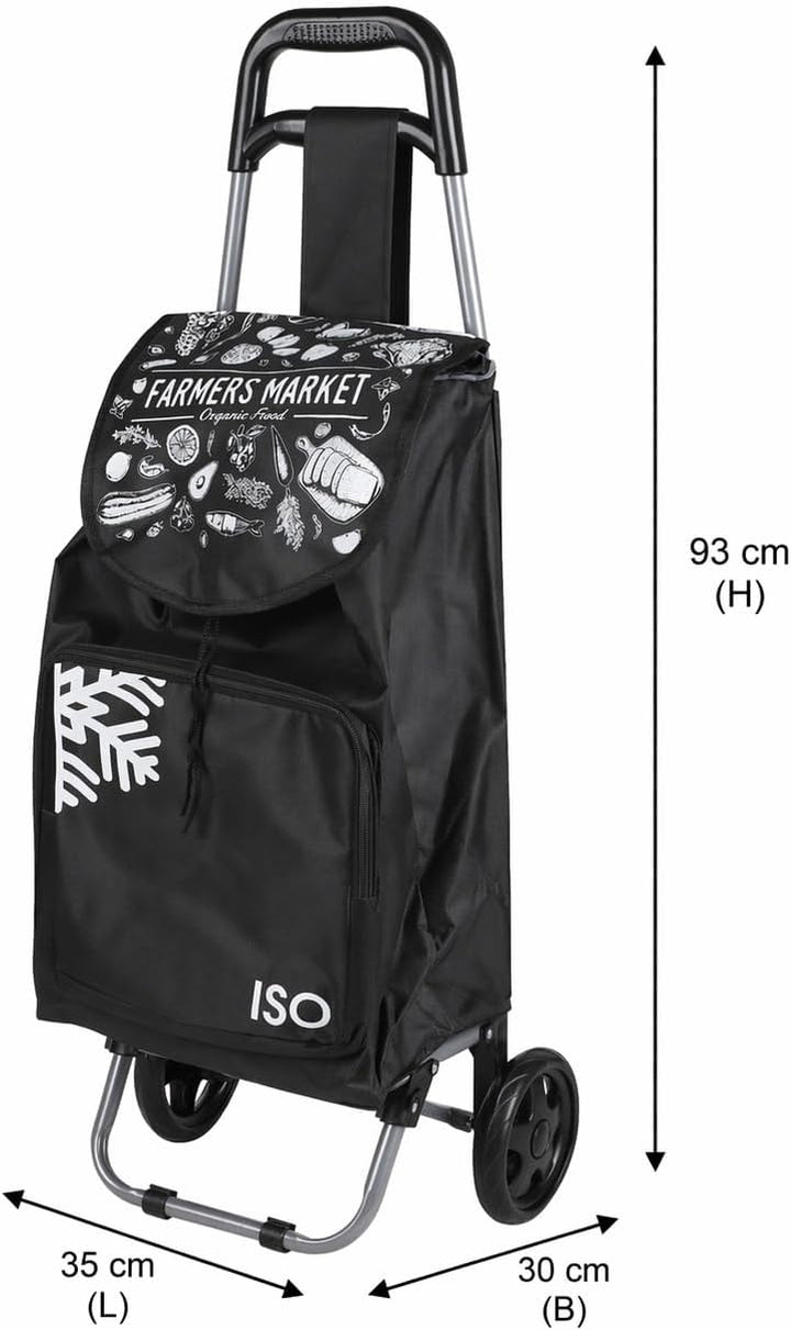 ELEPSO Einkaufstrolley mit Kühlfach 35L schwarz – Einkaufswagen leicht & stabil – Shopping Trolley f