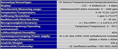 Kohlenmonoxid CO Messgerät Tester Meter Haus Kamin Kaminofen Wohnwagen Werkstatt Labor CO4