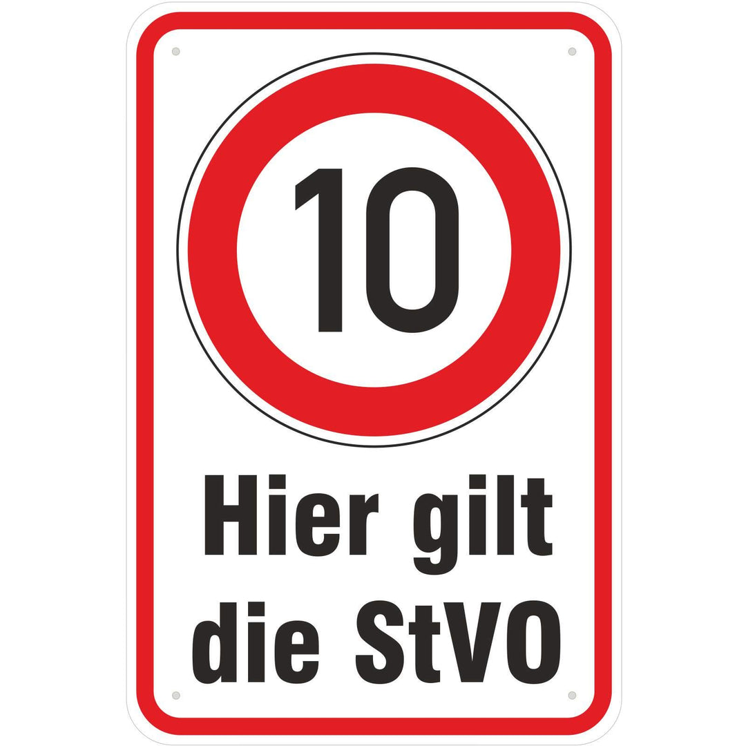 Schild Hier Gilt die StVO 10 kmh Fahren aus Aluminium-Verbundmaterial 3mm stark 40 x 60 cm Schild 40