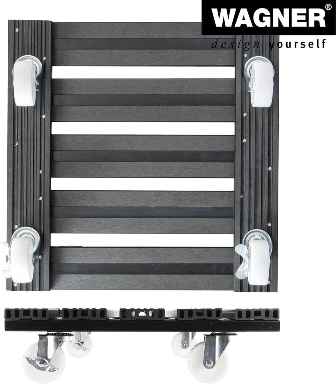 Wagner Pflanzenroller WPC 38,5 x 38,5 x 11 cm I Blumenroller für Aussenbereich + Innenbereich I Kübe