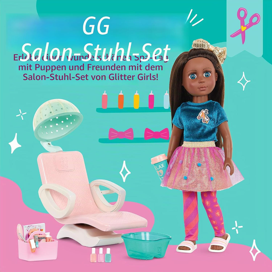 Glitter Girls - GG Salon Stuhl Puppen - Spa Stuhl Spielset - Haartrockner mit Kapuze, Fussbad, vorge