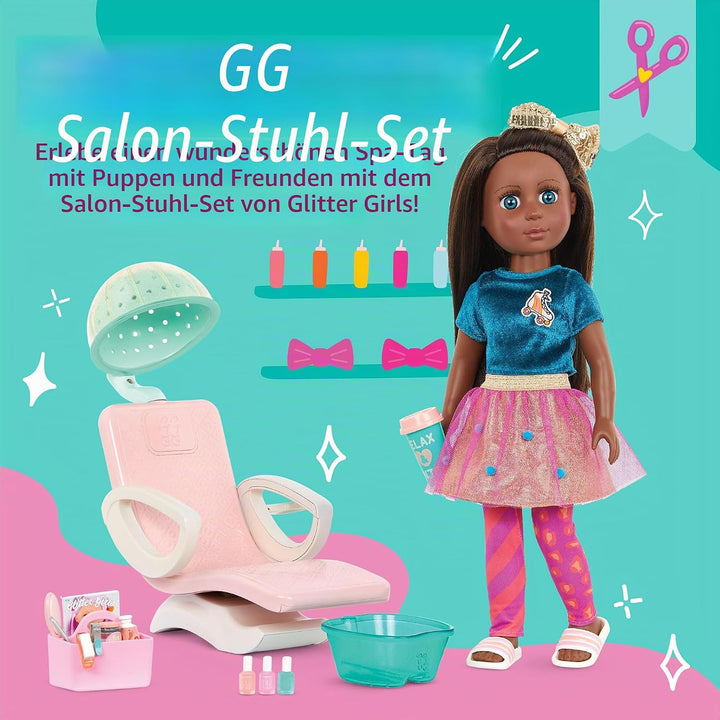 Glitter Girls - GG Salon Stuhl Puppen - Spa Stuhl Spielset - Haartrockner mit Kapuze, Fussbad, vorge