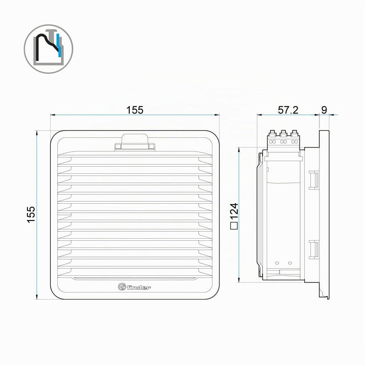 finder 7F.20.8.230.2055 Schaltschrank-Lüfter 28 W, 28 W (B x H x T) 155 x 155 x 57.2 mm 1 St.