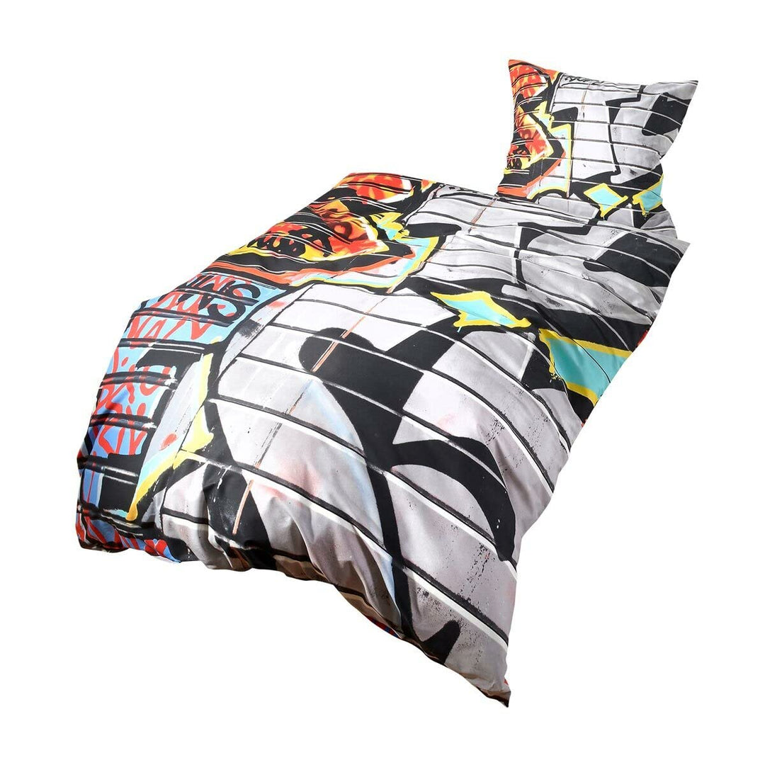 Renforcé Bettwäsche Set Graffiti • mega Coole Bunte Jugendzimmer Bettwäsche NYC Street Art Design in