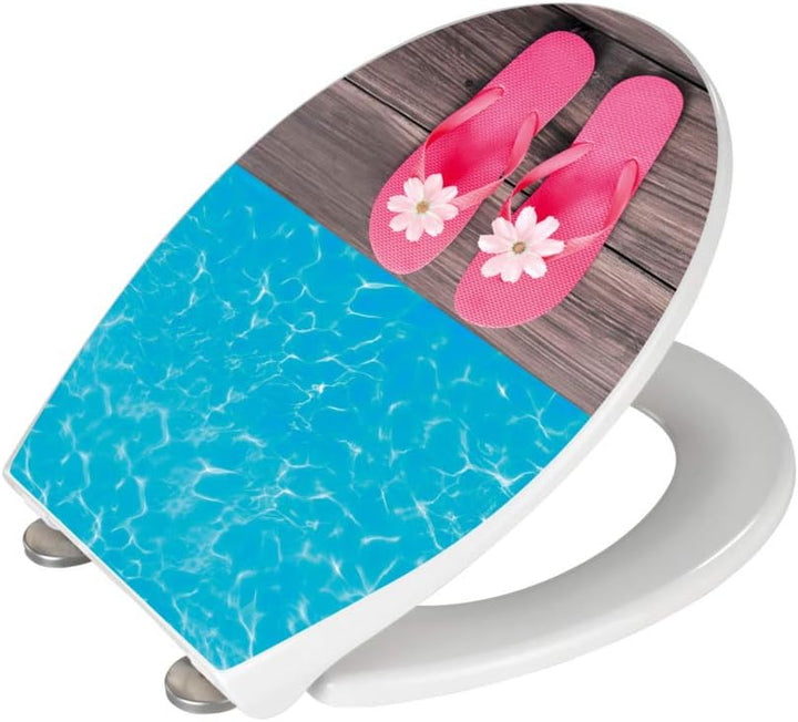 WENKO WC-Sitz Hochglanz Acryl Hawaii - Toilettensitz, Absenkautomatik, Fix-Clip Hygiene Befestigung,