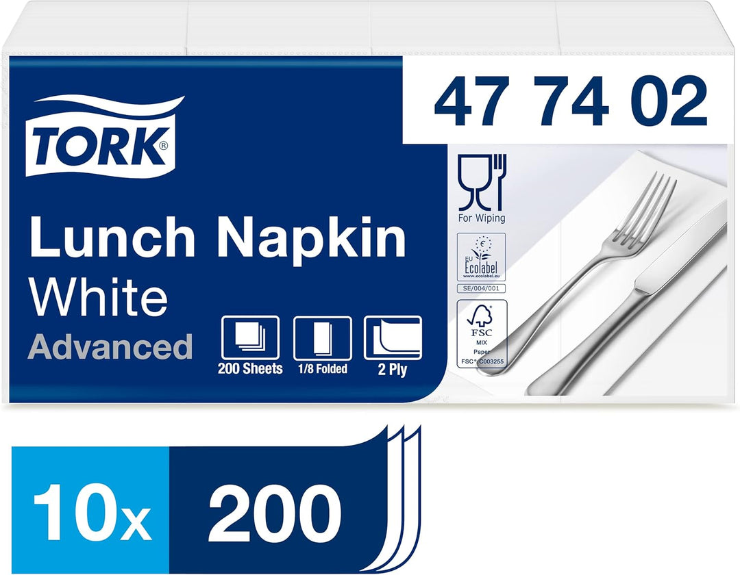 Tork 477844 Lunchservietten Hellblau / 2-lagige Servietten für kleine Gerichte oder Snacks / Advance