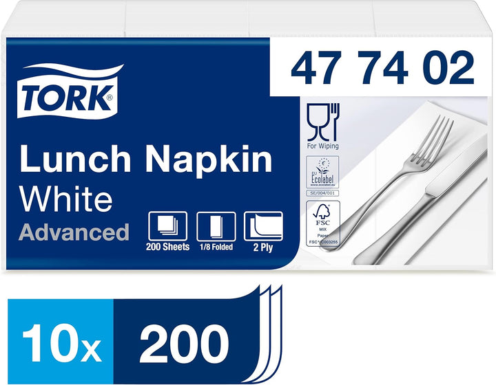 Tork 477844 Lunchservietten Hellblau / 2-lagige Servietten für kleine Gerichte oder Snacks / Advance