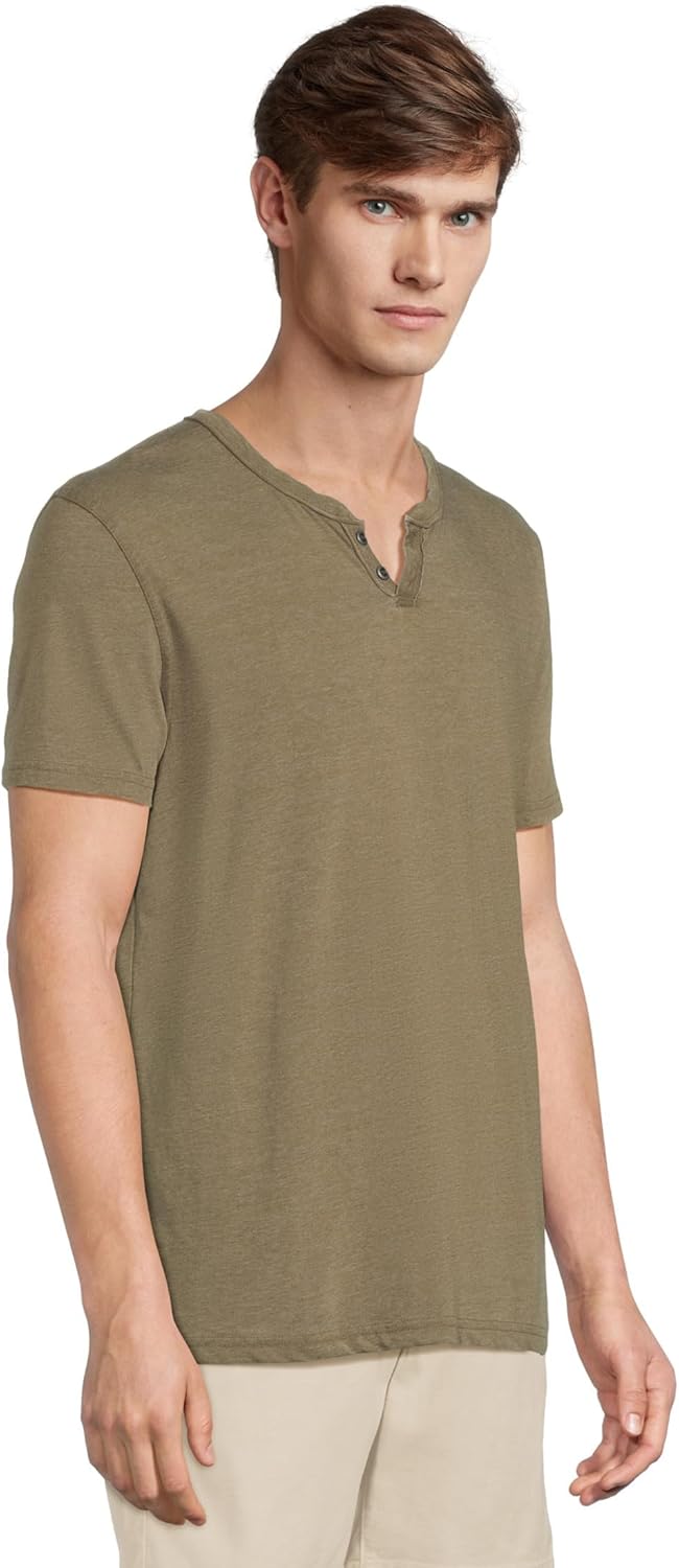Lucky Brand Herren Venice Burnout Notch Neck Tee T-Shirt L Dark Olive, L Dark Olive