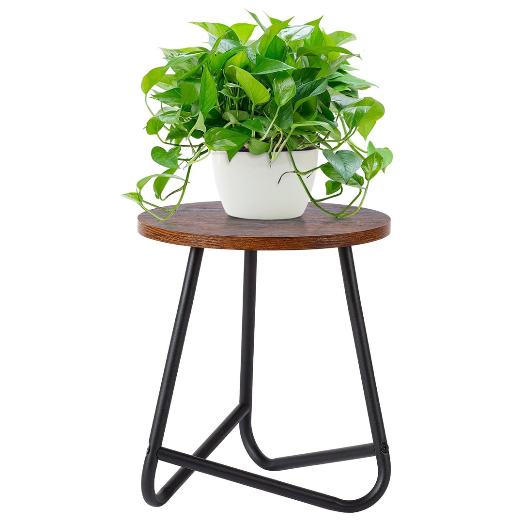 HDANI 35cm Rund Pflanzenständer,Blumenständer,Pflanzenregal aus Holz und Metall,Modernes Regal für Z