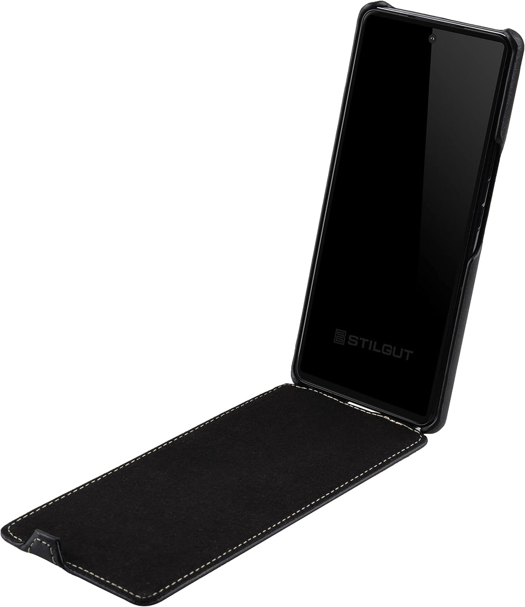 STILGUT UltraSlim kompatibel mit Google Pixel 6 Pro Hülle - Pixel 6 Pro Flip Case aus Leder, Klapphü