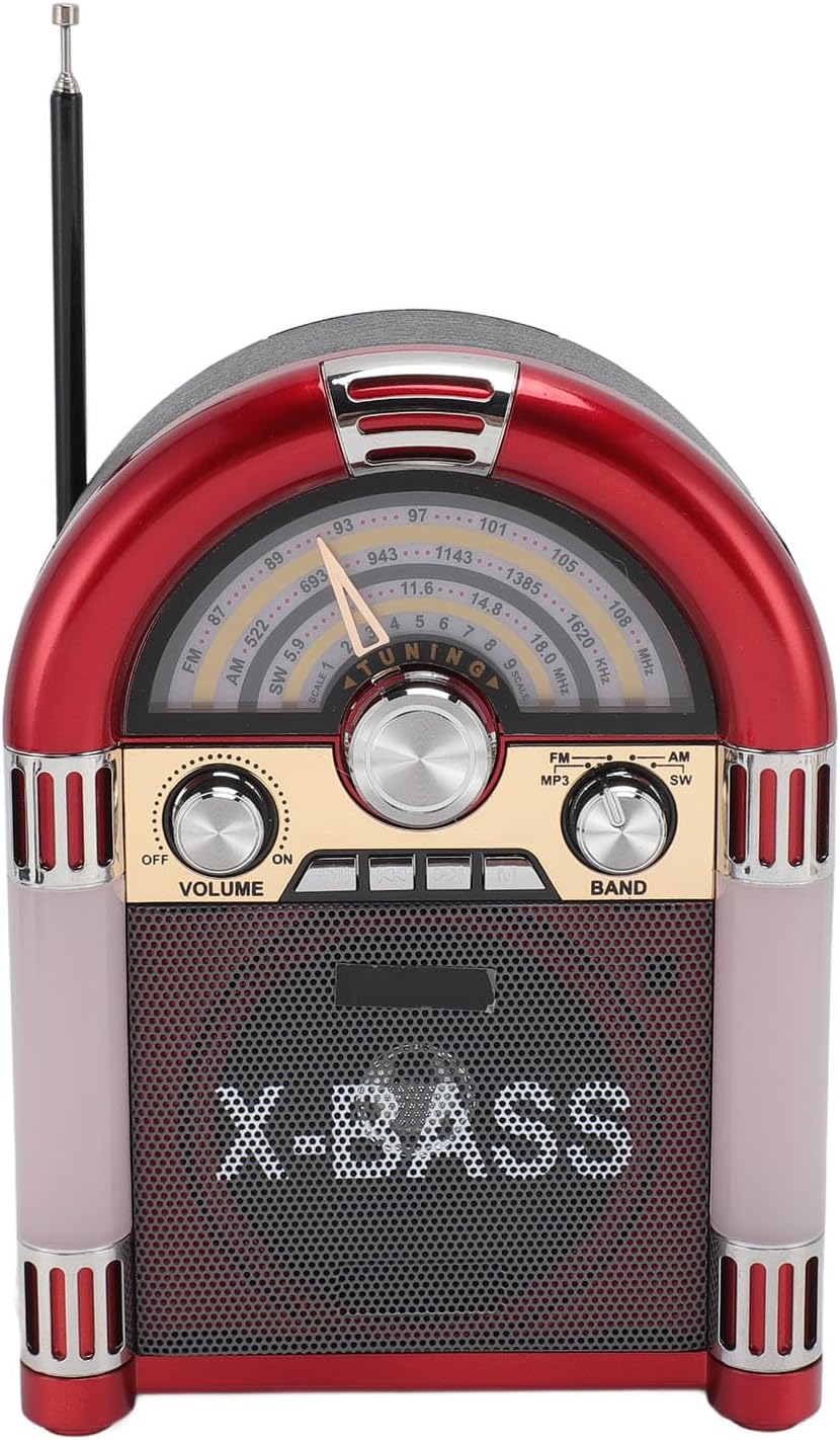 AM FM Vintage-Radio, Tragbares Retro-Kurzwellenradio mit Bluetooth-Lautsprecher, Wiederaufladbare Re