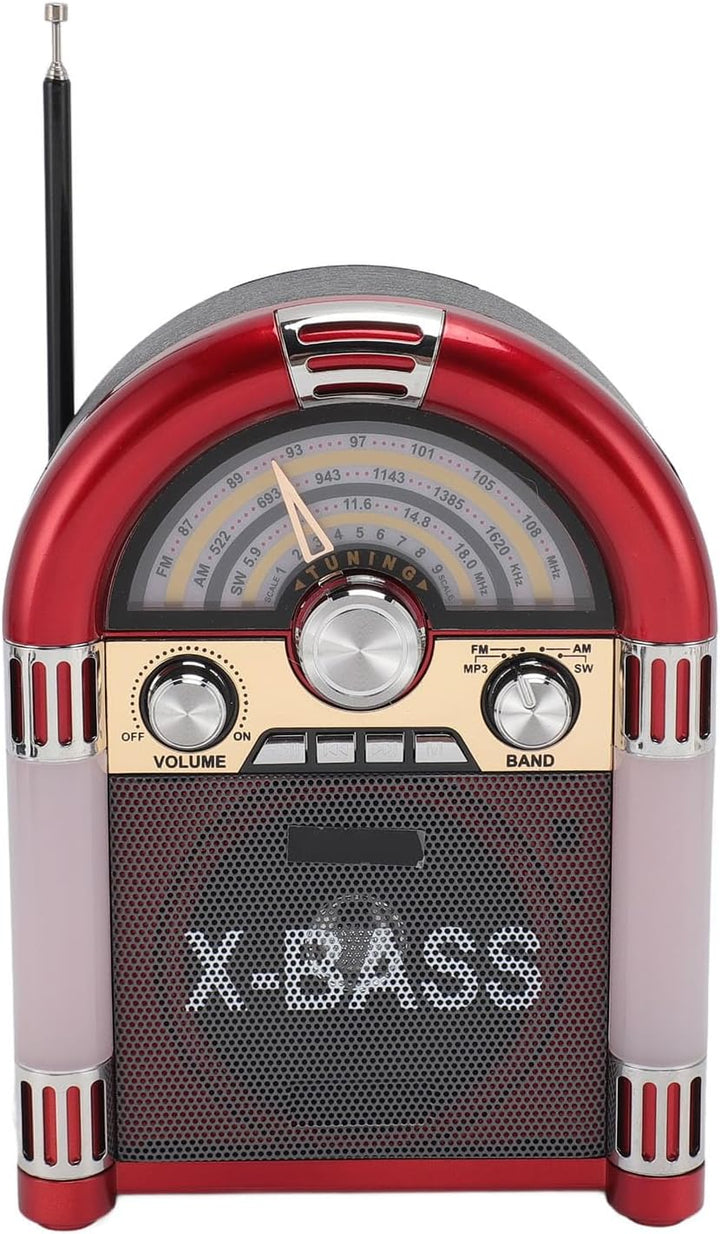 AM FM Vintage-Radio, Tragbares Retro-Kurzwellenradio mit Bluetooth-Lautsprecher, Wiederaufladbare Re