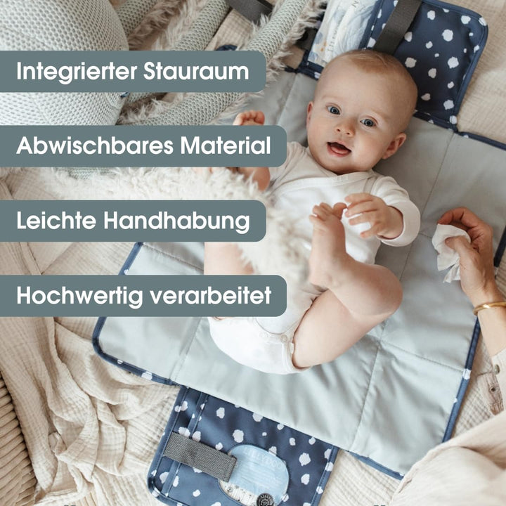emma & noah Wickelunterlage für Unterwegs, 82x52 cm (gefaltet 25x18 cm), Abwaschbar, Wickeltasche mi
