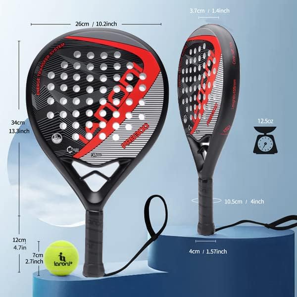 IANONI Padelschläger, Karbonfaser-Oberfläche mit Eva-Memory-Flex-Schaum-Kern, Padel-Tennisschläger L
