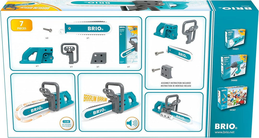 BRIO Builder - 34602 Kettensäge - Entwicklungsförderndes Rollenspiel- & Konstruktionsspielzeug für K