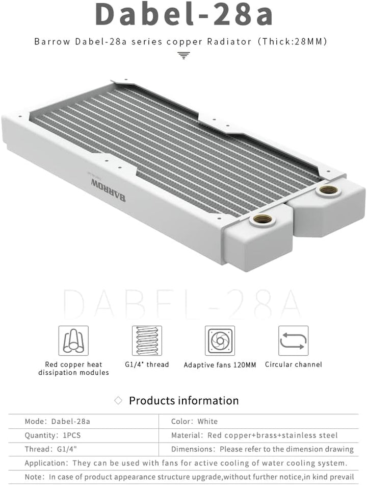 BARROW Dabel-28a Radiator 240 mm - weiss