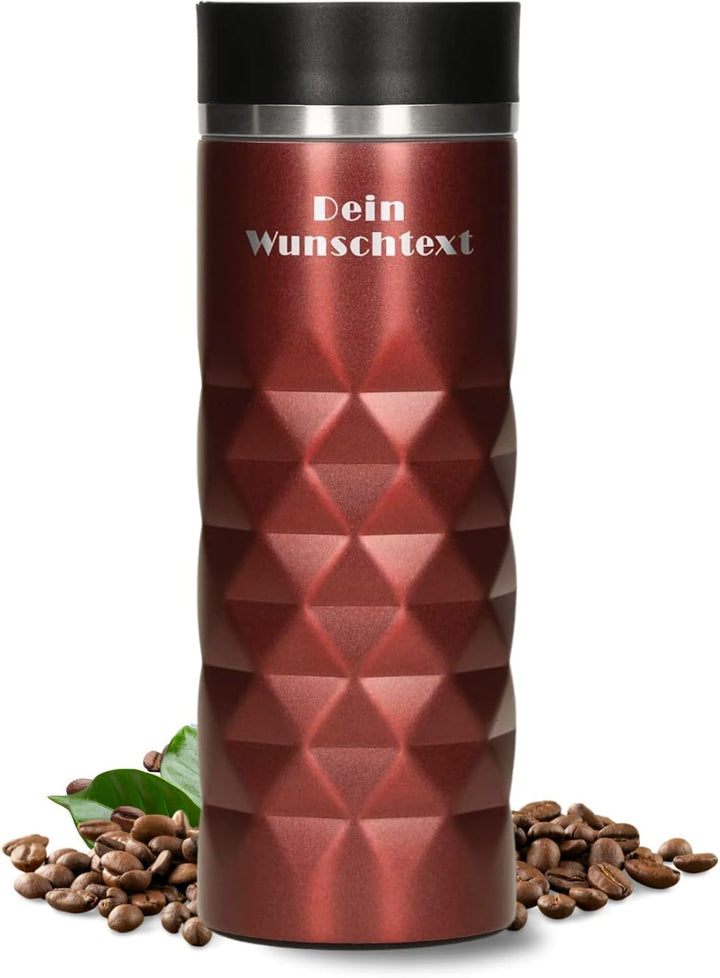 Edelstahl Thermobecher personalisiert – 100% auslaufsicherer & thermoisolierter Kaffeebecher – 450 m
