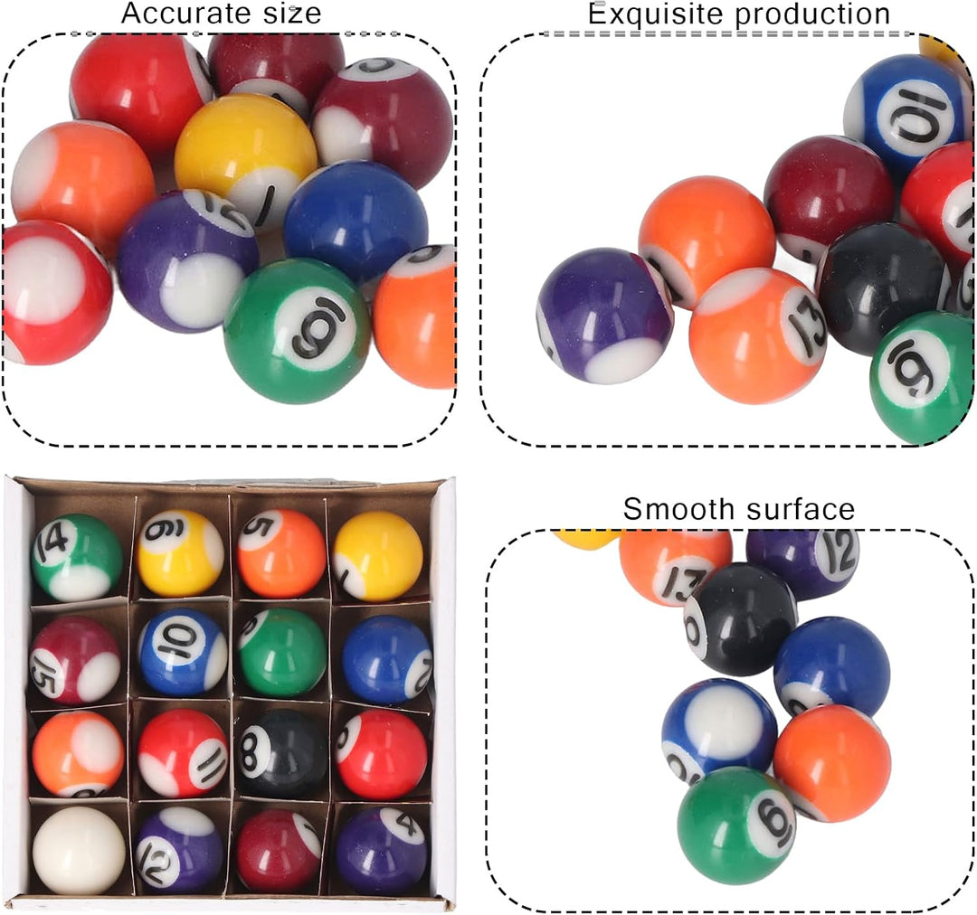 25mm Mini Billard Set 16 Kugeln amerikanisches Harzmaterial tragbarer Tischbillard Kinder Erwachsene